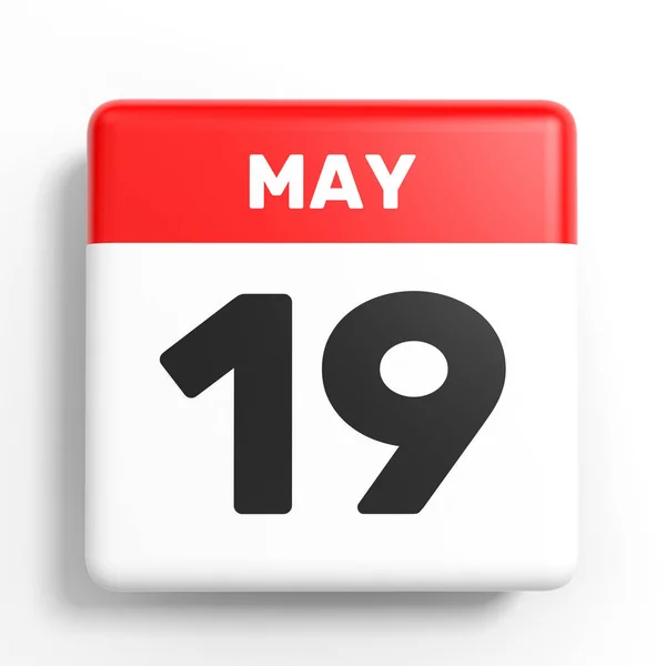 19 de mayo. Calendario sobre fondo blanco . — Foto de Stock