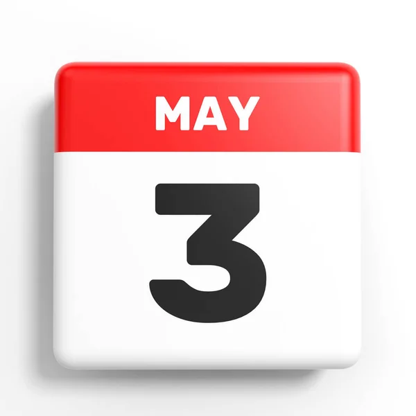 3 de mayo. Calendario sobre fondo blanco . —  Fotos de Stock