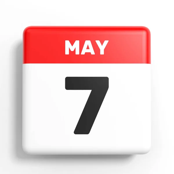 7 maj. Kalender på vit bakgrund. — Stockfoto