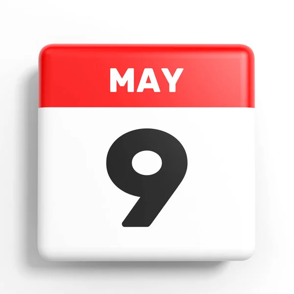 9 de mayo. Calendario sobre fondo blanco . —  Fotos de Stock