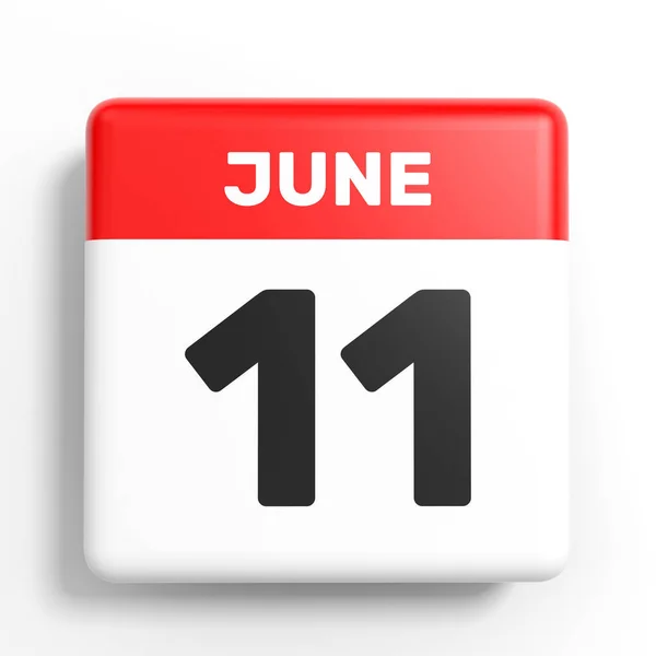 11 de junio. Calendario sobre fondo blanco . —  Fotos de Stock