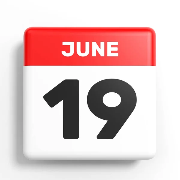 19 июня. календарь на белом фоне . — стоковое фото