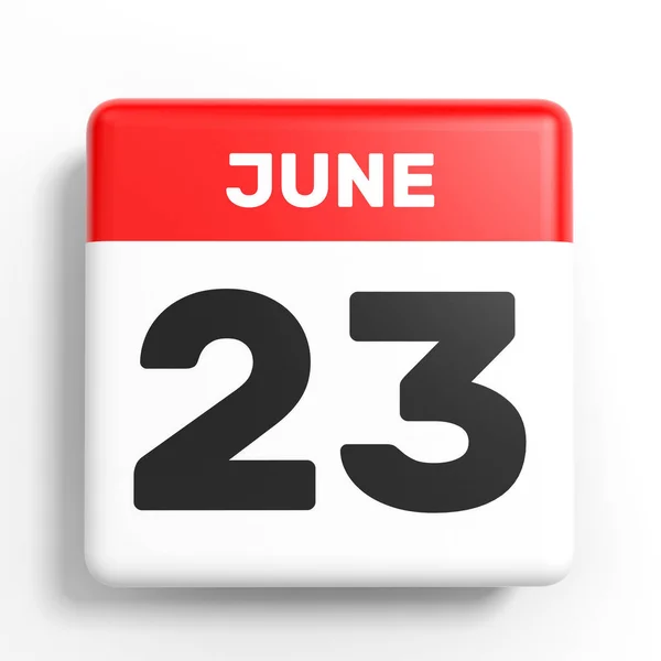 23 de Junho. Calendário sobre fundo branco . — Fotografia de Stock