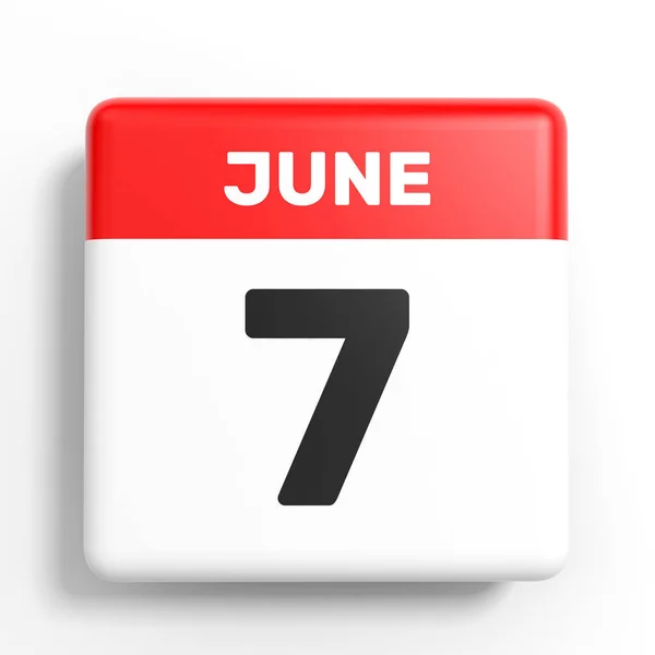 7 juni. Kalender på vit bakgrund. — Stockfoto
