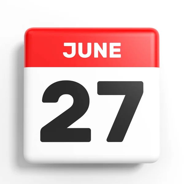 27. Juni Kalender auf weißem Hintergrund. — Stockfoto