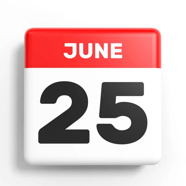 June 25. Calendar on white background. — Stock Photo, Image