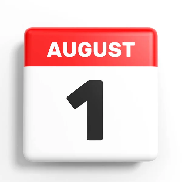 1 agosto. Calendario su sfondo bianco . — Foto Stock