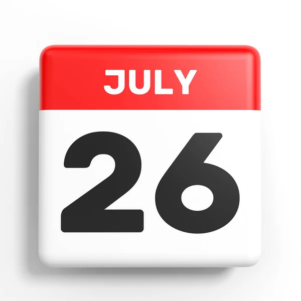 26 lipca. Kalendarz na białym tle. — Zdjęcie stockowe