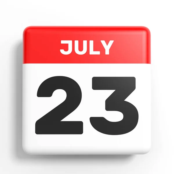 23 Ιουλίου. Ημερολόγιο σε λευκό φόντο. — Φωτογραφία Αρχείου