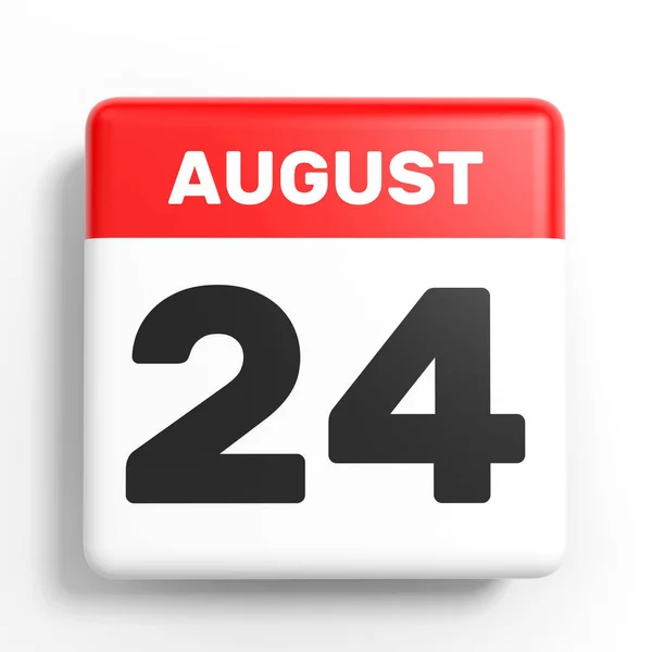 24 de Agosto. Calendário sobre fundo branco . — Fotografia de Stock