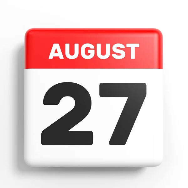 27 de agosto. Calendario sobre fondo blanco . — Foto de Stock