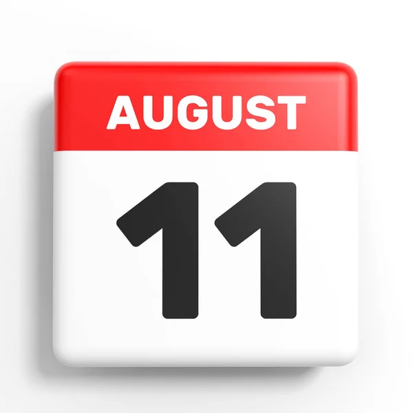 11 de Agosto. Calendário sobre fundo branco . — Fotografia de Stock