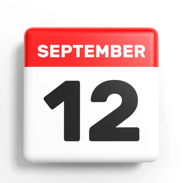 12 de septiembre. Calendario sobre fondo blanco . — Foto de Stock