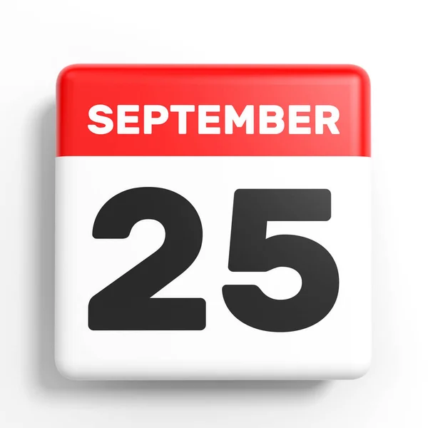 25 settembre. Calendario su sfondo bianco . — Foto Stock