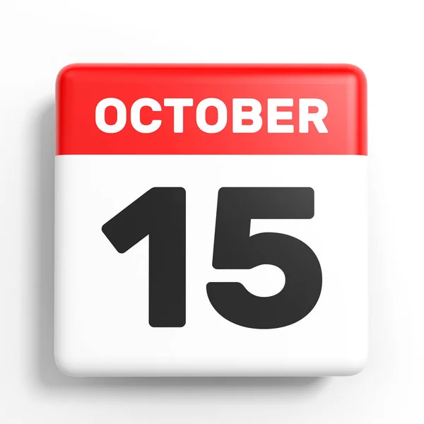 15 de octubre. Calendario sobre fondo blanco . —  Fotos de Stock