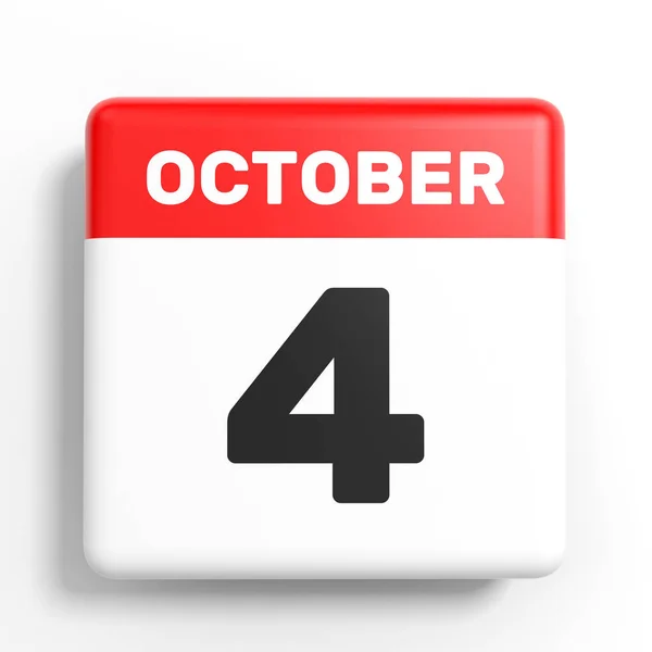 4 de octubre. Calendario sobre fondo blanco . —  Fotos de Stock