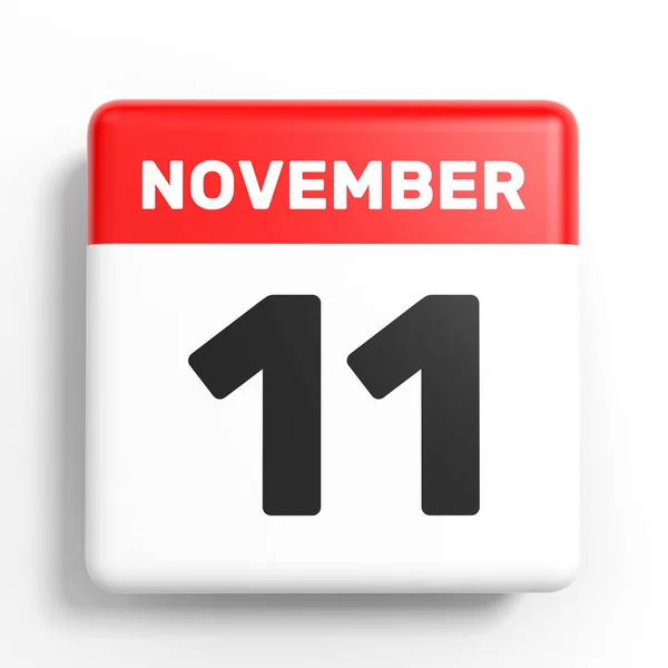 11 novembre. Calendario su sfondo bianco . — Foto Stock