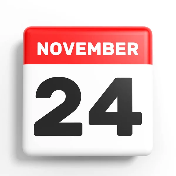 24 November. Kalender pada latar belakang putih . — Stok Foto