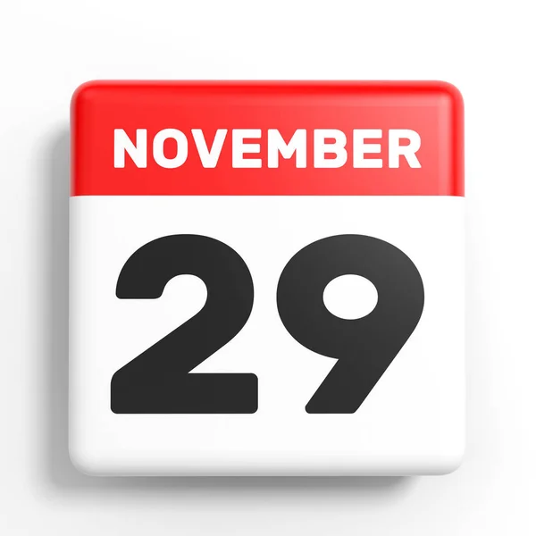 29 novembre. Calendario su sfondo bianco . — Foto Stock