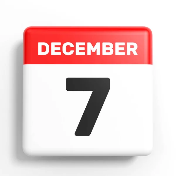 7 декабря. календарь на белом фоне . — стоковое фото