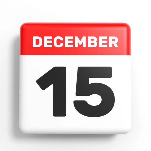 15 de diciembre. Calendario sobre fondo blanco . —  Fotos de Stock