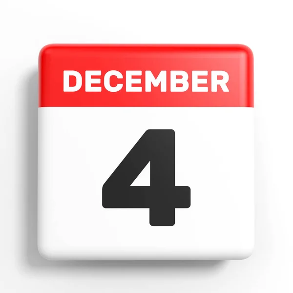 4. prosince. Kalendář na bílém pozadí. — Stock fotografie
