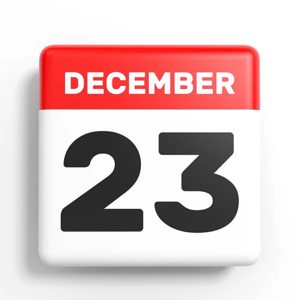 23. prosince. Kalendář na bílém pozadí. — Stock fotografie