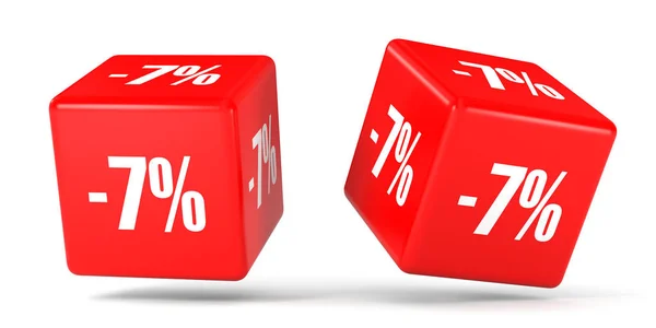 Sette percento di sconto. Sconto 7%. Cubi rossi . — Foto Stock