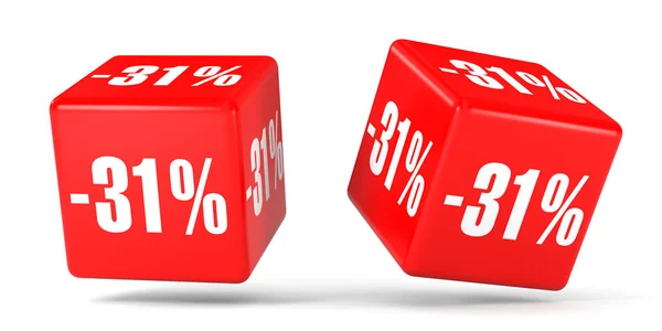 Třicet jedna procent off. Sleva 31 %. Červené kostky. — Stock fotografie