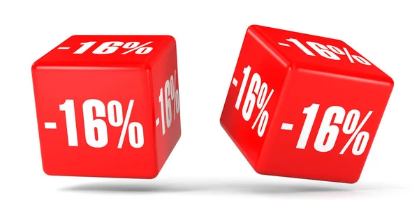 16% の割引。16% を割引します。赤キューブ. — ストック写真