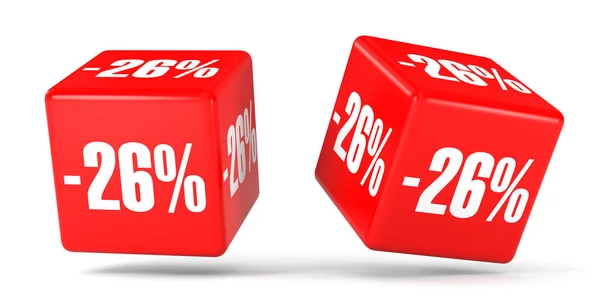 Ventisei per cento di sconto. Sconto 26%. Cubi rossi . — Foto Stock