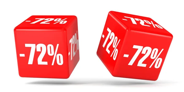 Il 72 percento in meno. Sconto 72%. Cubi rossi . — Foto Stock