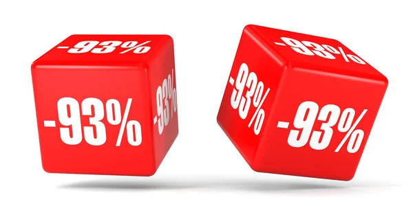 Noventa y tres por ciento menos. Descuento 93%. Cubos rojos . —  Fotos de Stock