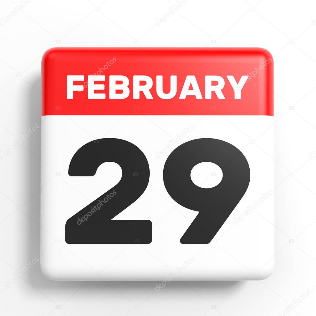 February 29. Calendar on white background.