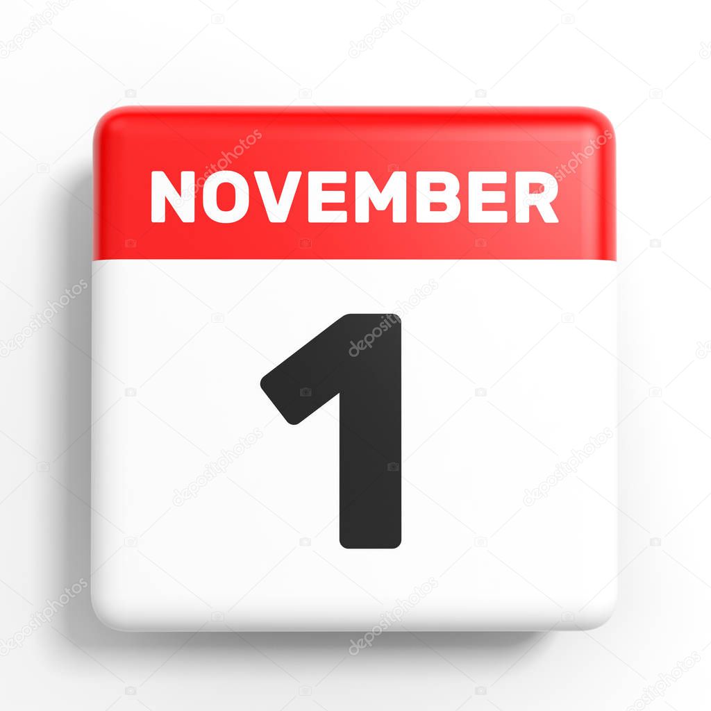 November 1. Calendar on white background.