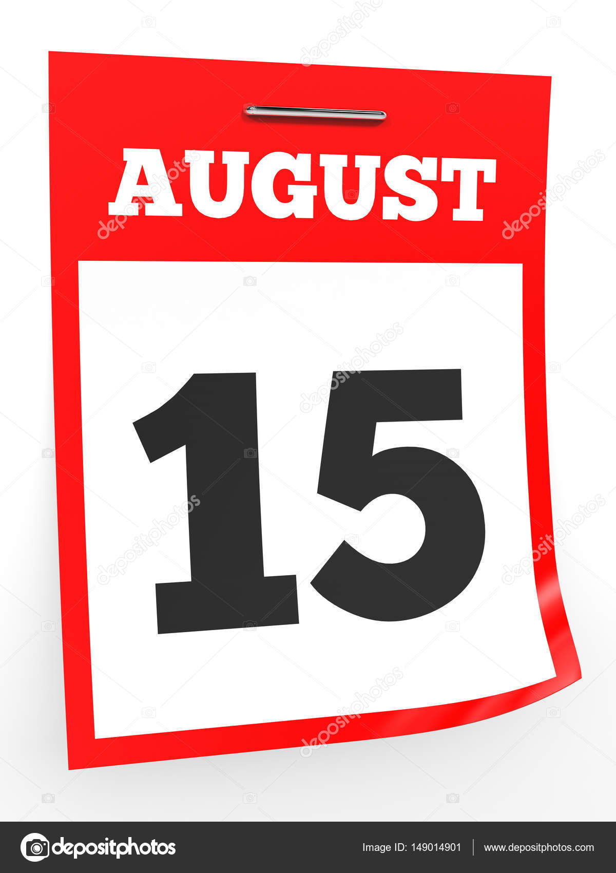 8 月15 日 白色背景上的日历 图库照片 C Icreative3d 8 月15 日 白色背景上的日历 图库照片 C Icreative3d