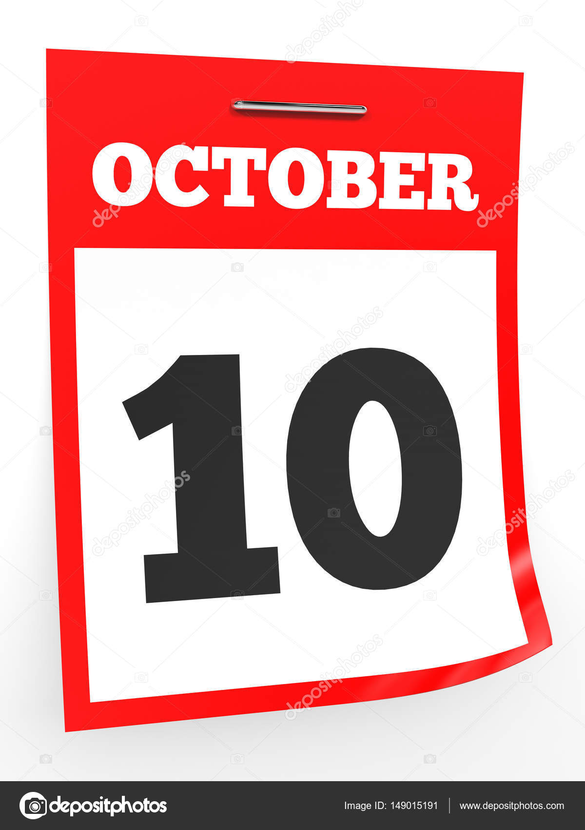 October 10. Calendar on white background. — Stock Photo © iCreative3D  #149015191, image size:1200x1700
