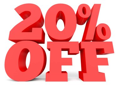 Twenty percent off. Discount 20 %.