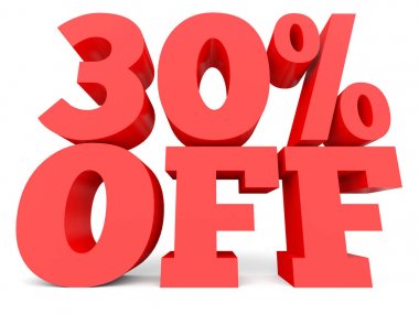 Thirty percent off. Discount 30 %.