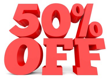 Fifty percent off. Discount 50 %.
