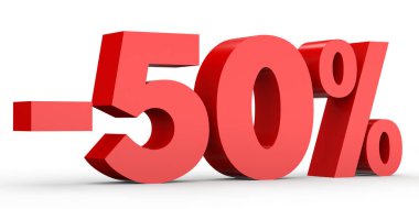 Minus fifty percent. Discount 50 %.