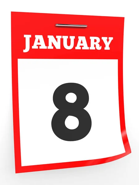 January 8. Calendar on white background. — Stock Photo, Image