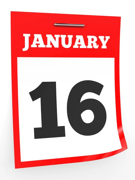 16. Januar Kalender auf weißem Hintergrund. — Stockfoto