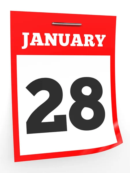 28 de enero. Calendario sobre fondo blanco . —  Fotos de Stock