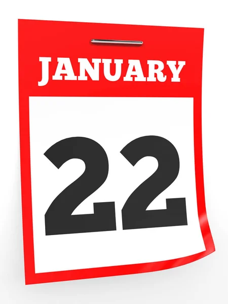 22. Januar Kalender auf weißem Hintergrund. — Stockfoto