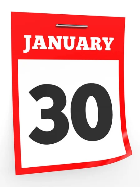 30. Januar Kalender auf weißem Hintergrund. — Stockfoto