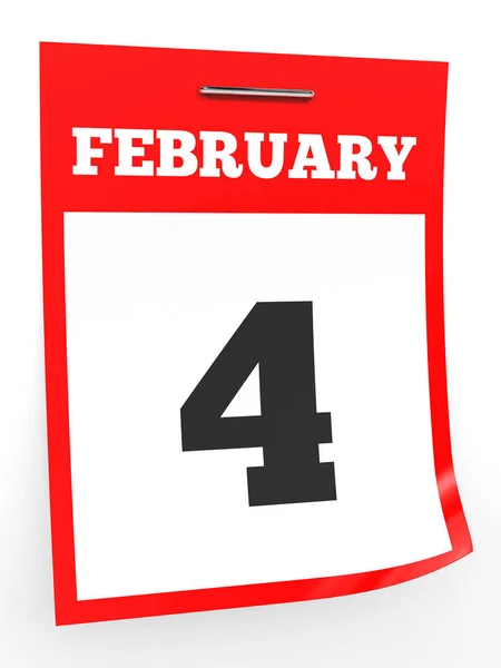 4. února. Kalendář na bílém pozadí. — Stock fotografie