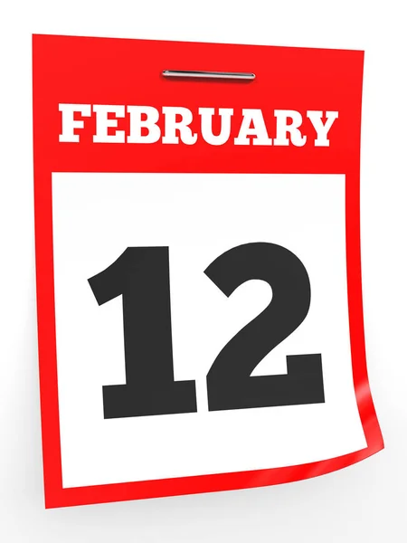 12 februari. Kalender på vit bakgrund. — Stockfoto