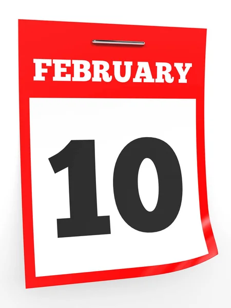 10 Φεβρουαρίου. Ημερολόγιο σε λευκό φόντο. — Φωτογραφία Αρχείου