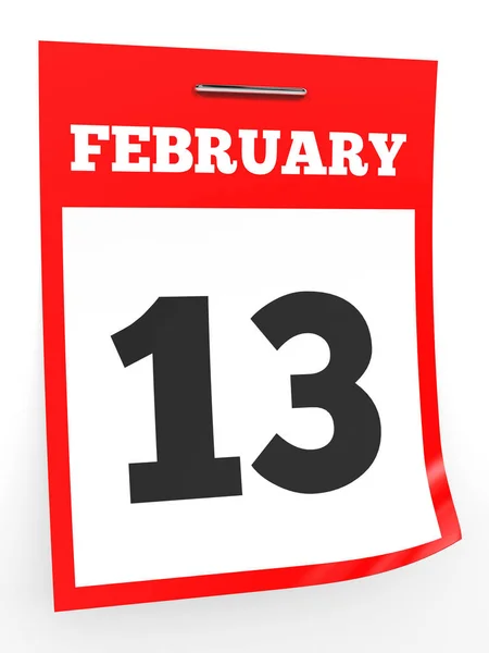 13. Februar Kalender auf weißem Hintergrund. — Stockfoto